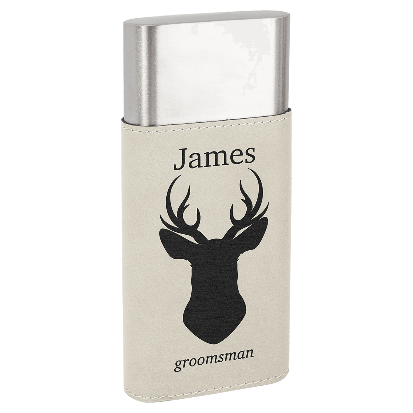 White " laser engravable leatherette cigar case personalized gift