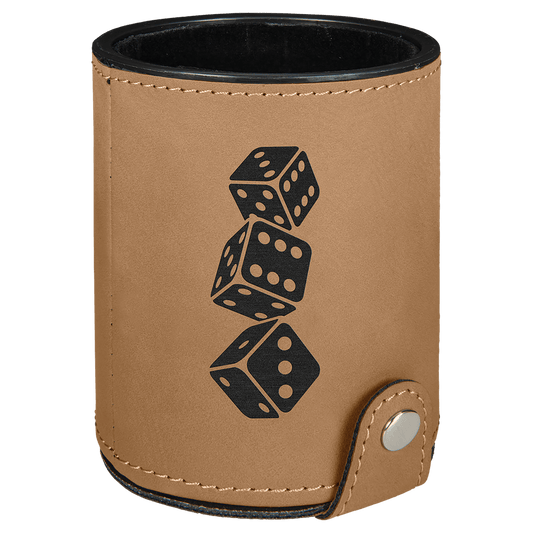 Light Brown " laser engravable leatherette dice cup personalized gift