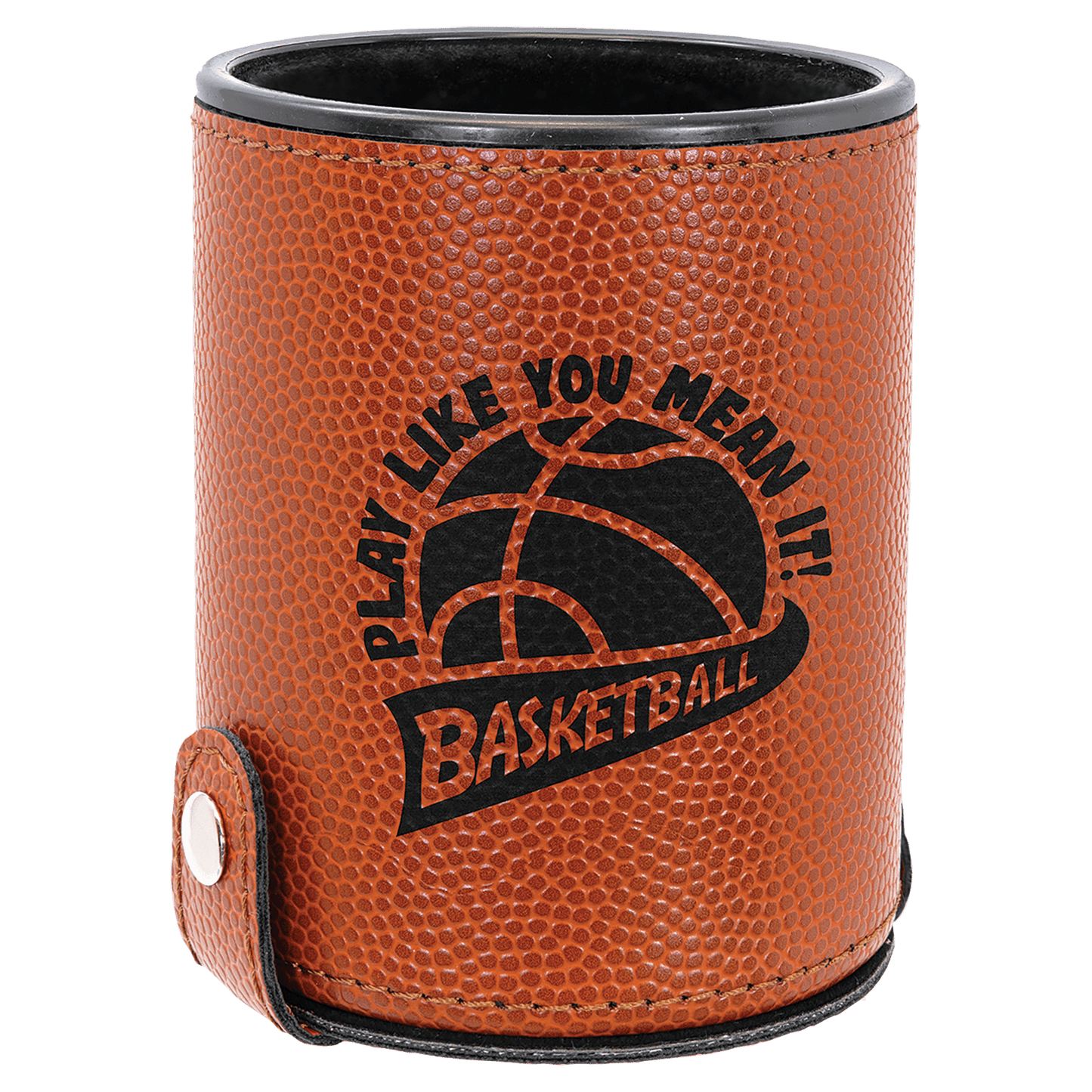 Basketball Laserable Leatherette Dice Cup with 5 Dice