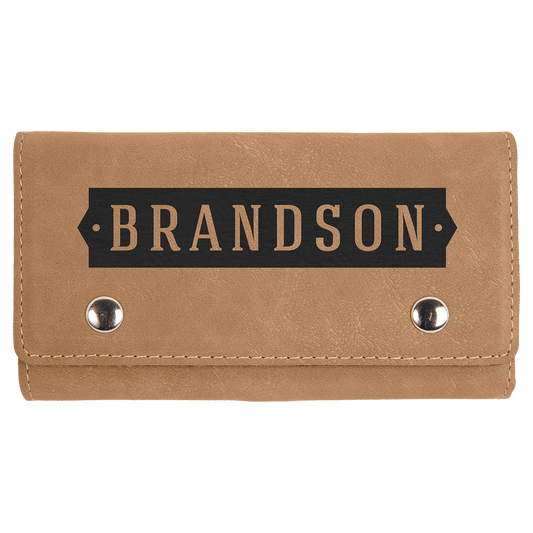 Light Brown " laser engravable leatherette card & dice set personalized gift