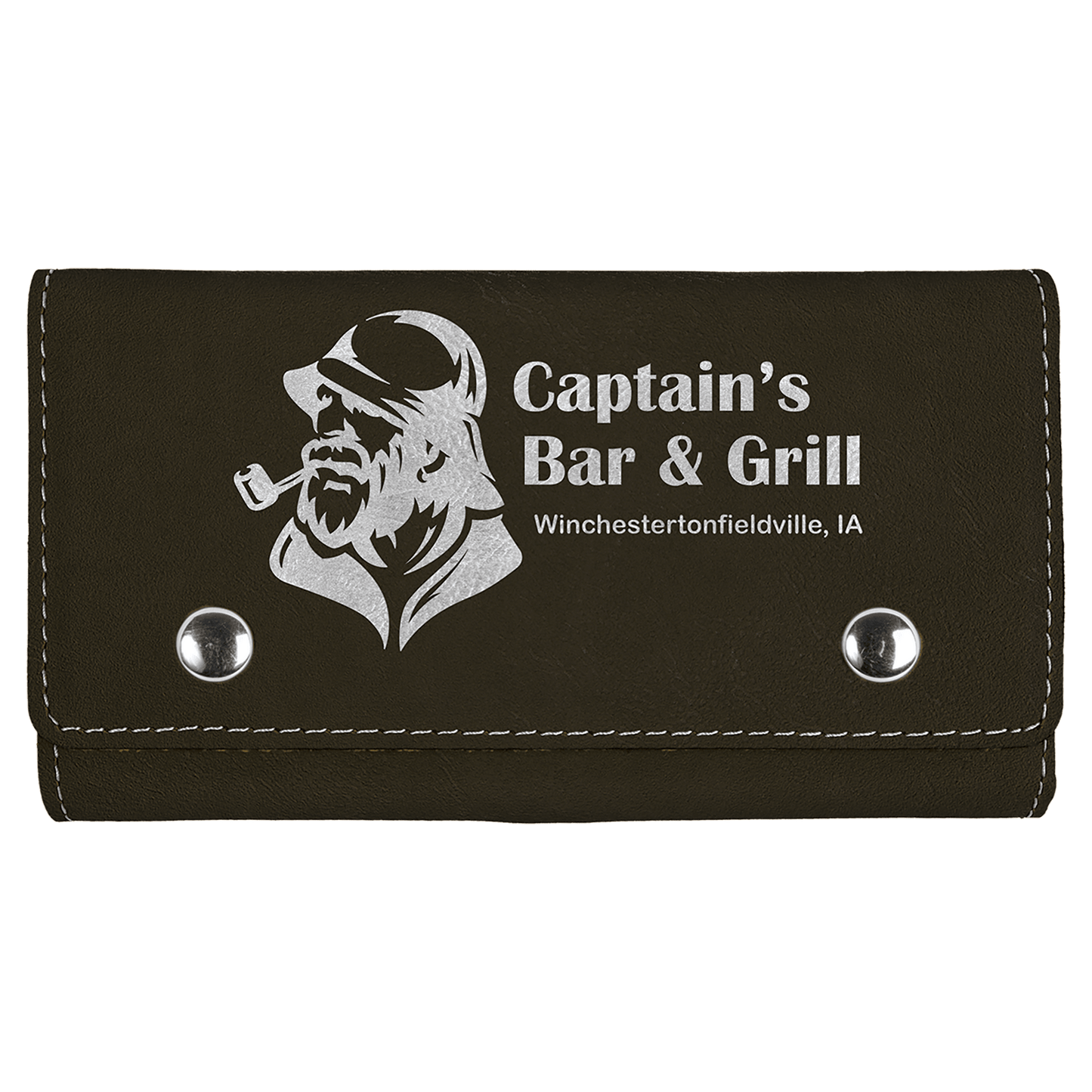 Black/Silver " laser engravable leatherette card & dice set personalized gift