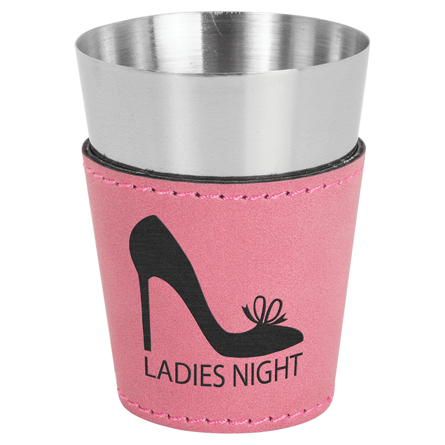 2 oz. Pink Laserable Leatherette & Stainless Steel Shot Glass
