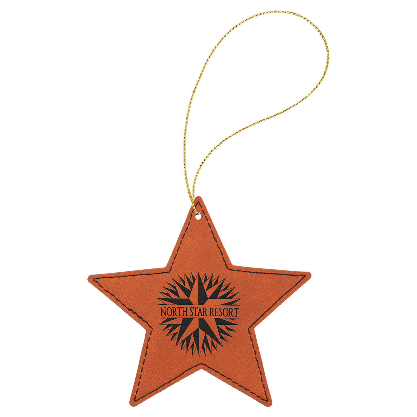 Rawhide Laserable Leatherette Star Ornament with Gold String