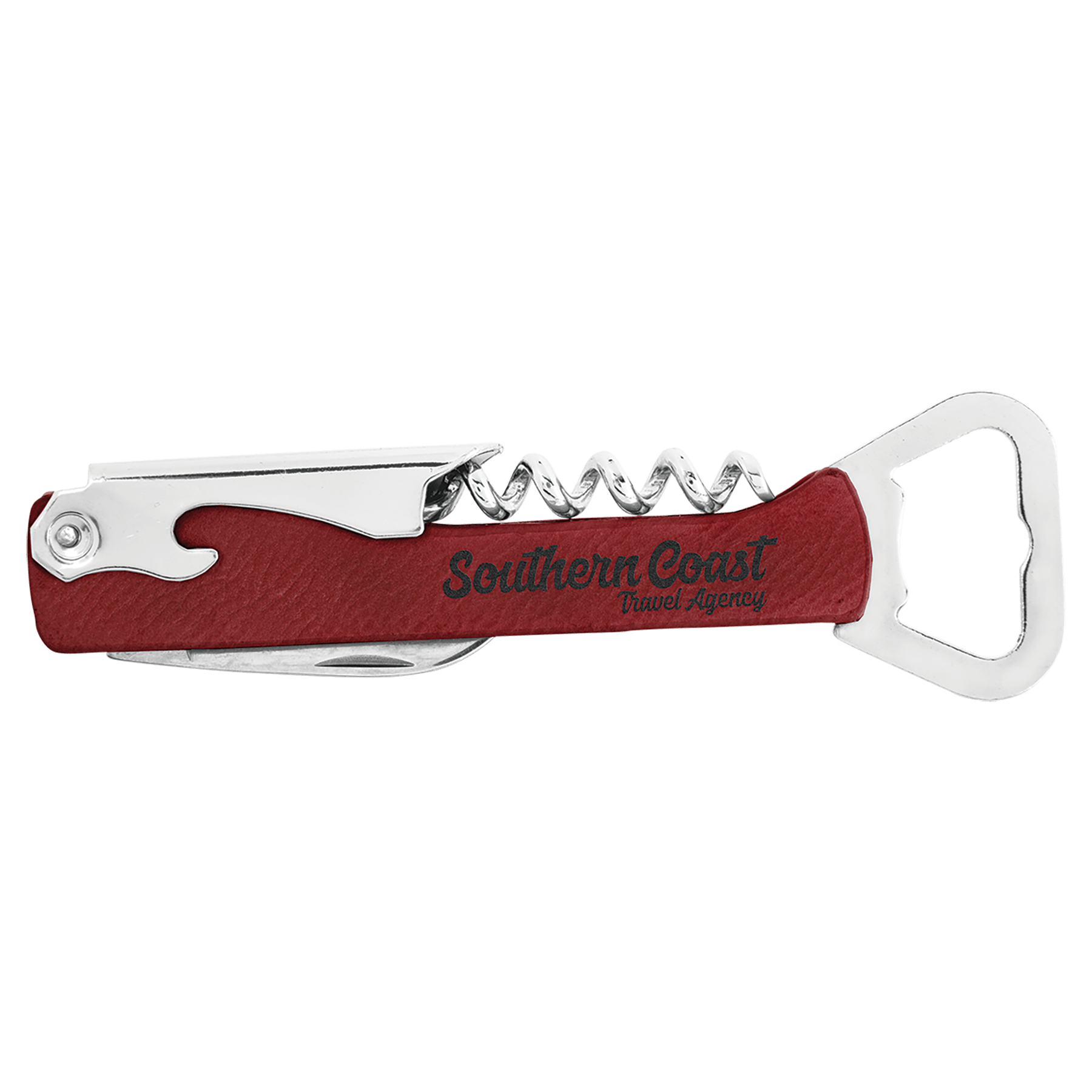 laser engravable leatherette wine bottle opener personalized gift