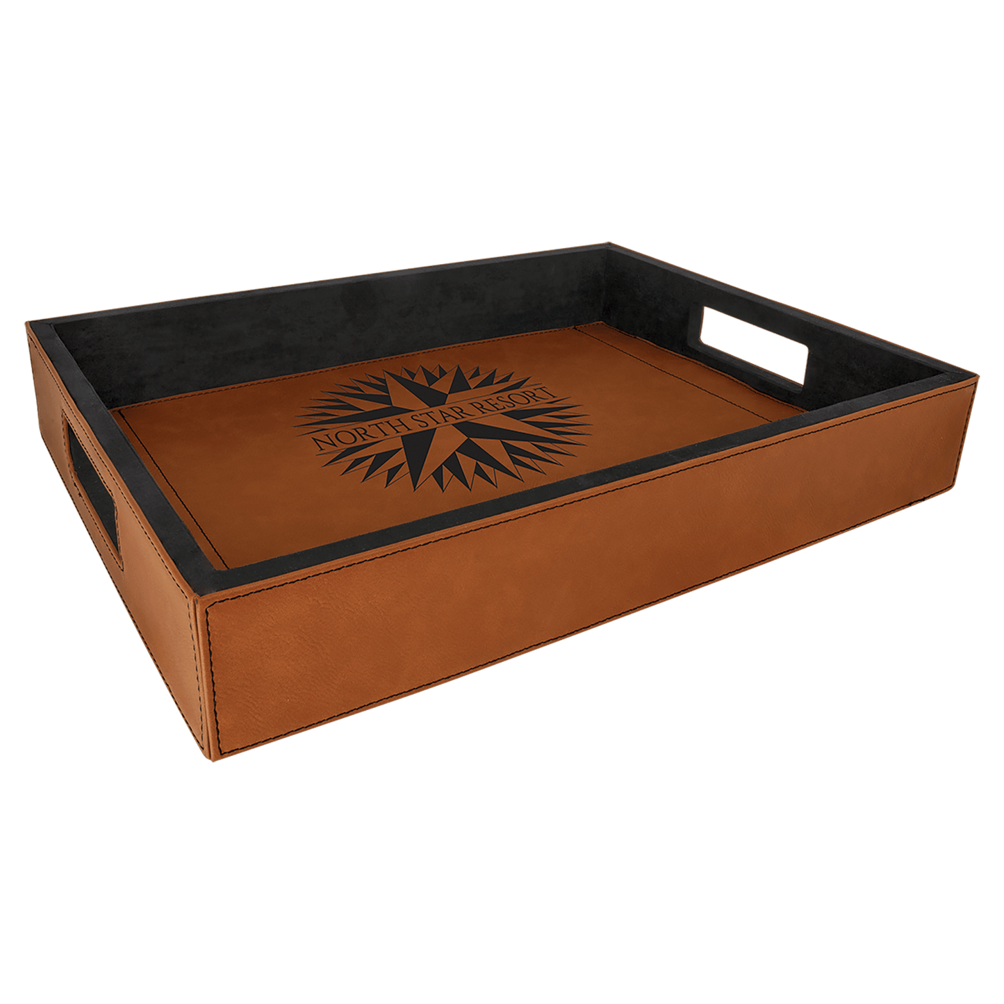 Rawhide 16" x 12" laser engravable leatherette serving tray personalized gift