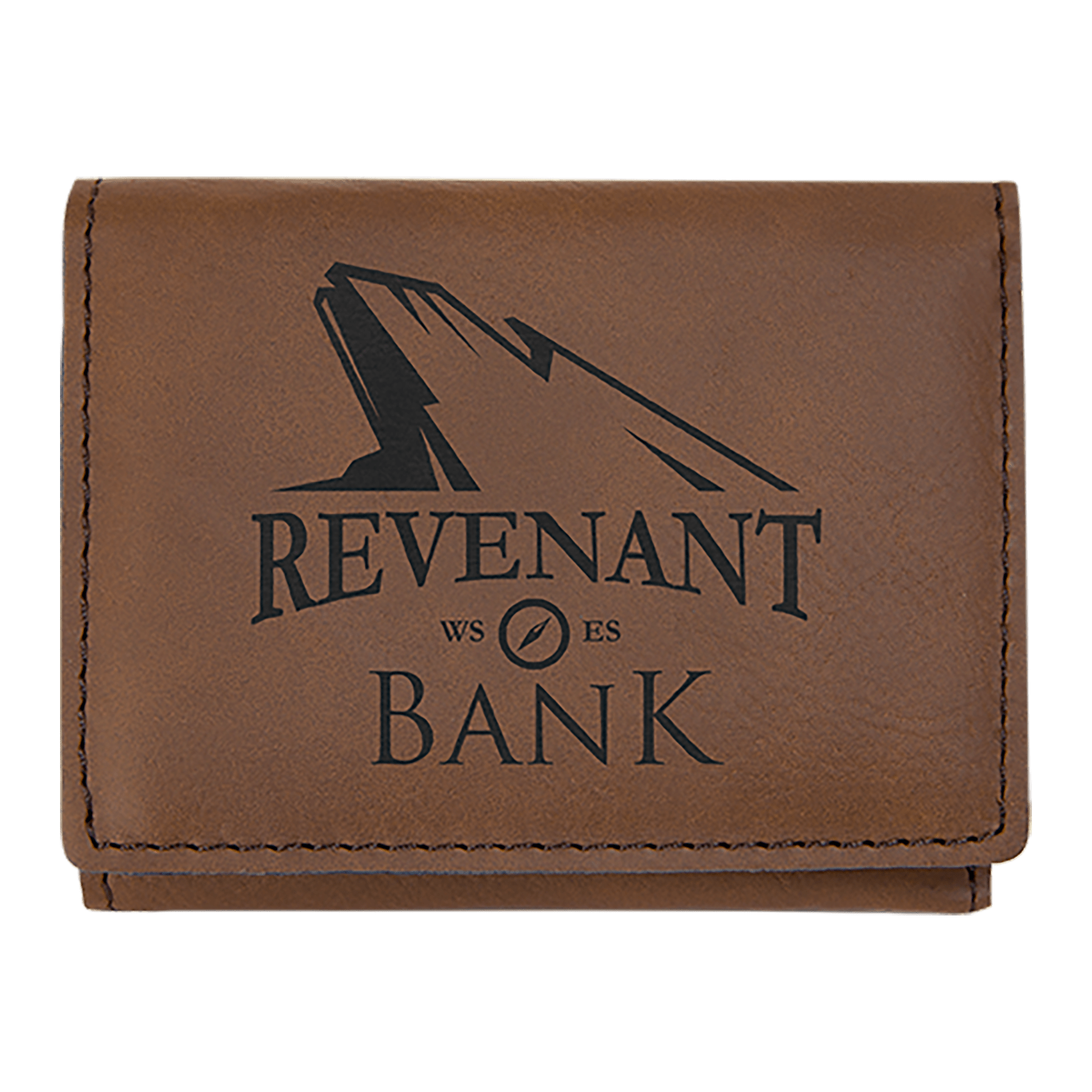 Dark Brown laser engravable leatherette trifold wallet personalized gift