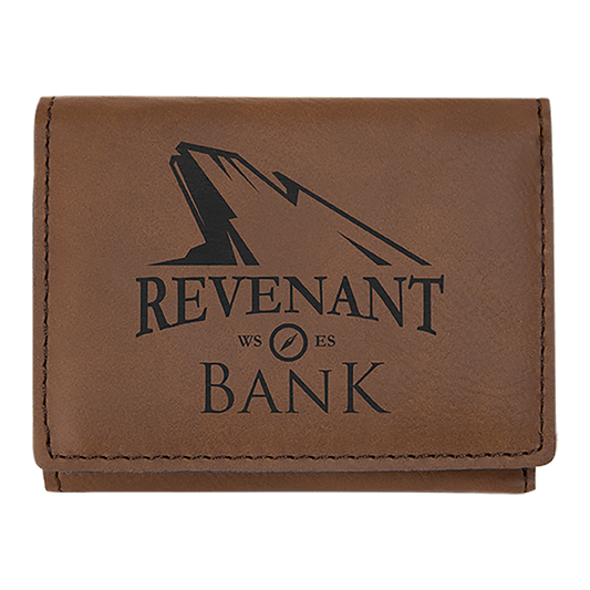 Dark Brown laser engravable leatherette trifold wallet personalized gift