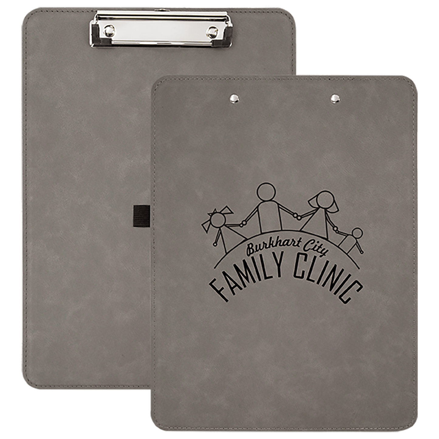 9" x 12 1/2" Gray Laserable Leatherette Clipboard