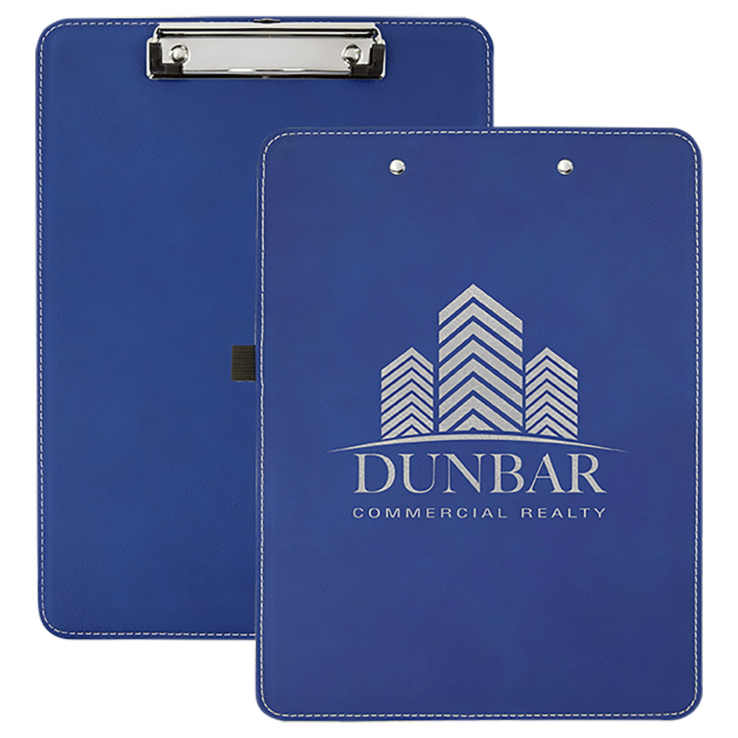 9" x 12 1/2" Blue/Silver Laserable Leatherette Clipboard