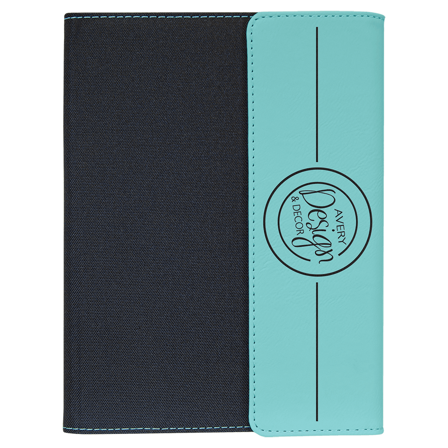 Teal Laserable Leatherette / Black 7" x 9" laser engravable leatherette portfolio notepad professional gift