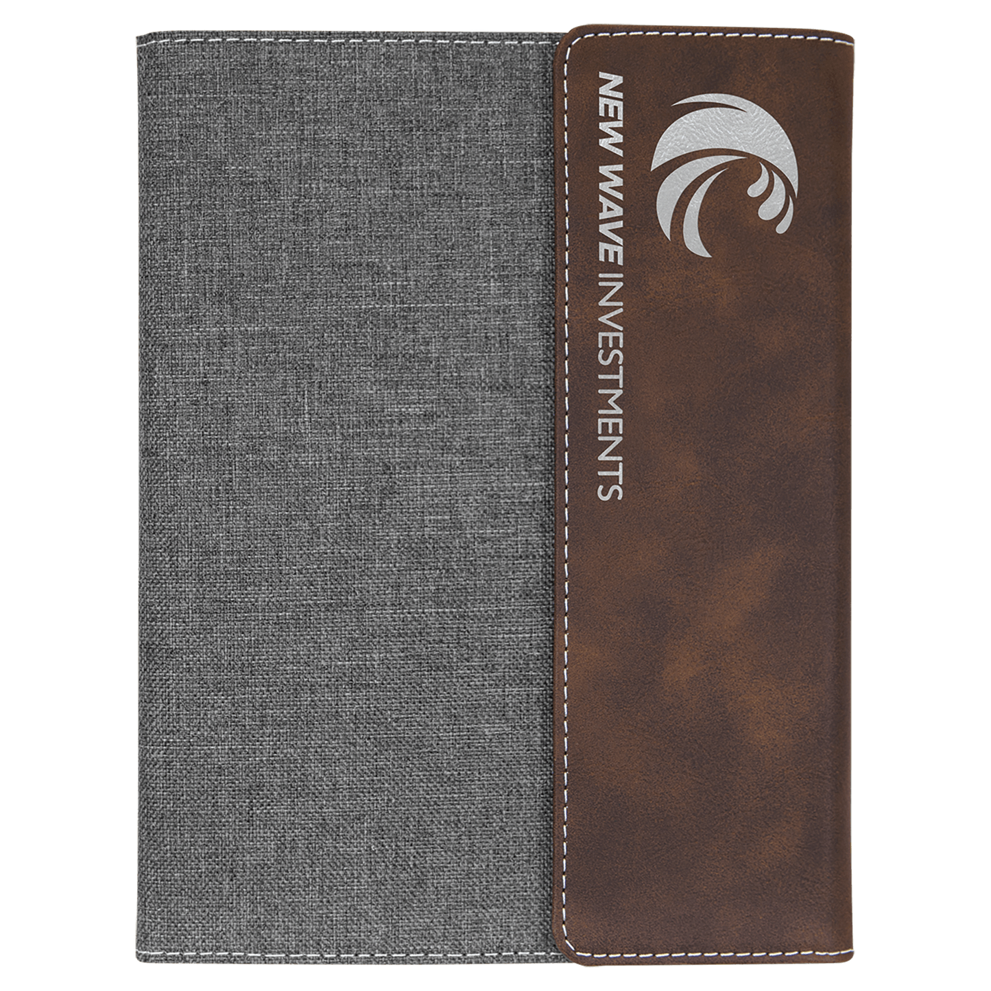 Rustic/Silver Leatherette / Gray 7" x 9" laser engravable leatherette portfolio notepad professional gift