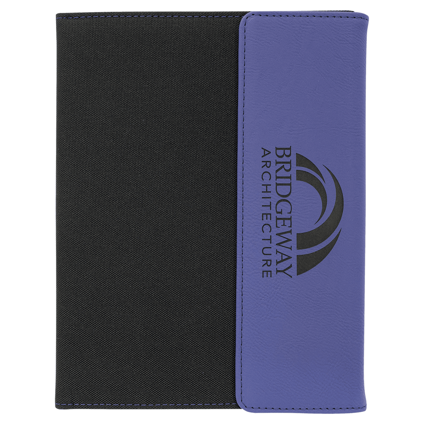 7" x 9" Purple Laserable Leatherette / Black Canvas Portfolio with Notepad