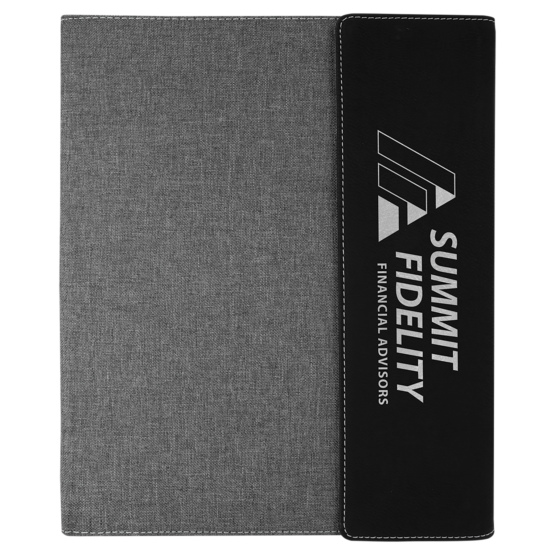 Black/Silver Laserable Leatherette / Gray 9 1/2"x12" laser engravable leatherette portfolio notepad professional gift