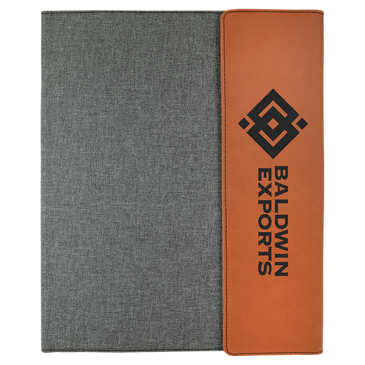 Rawhide Laserable Leatherette / Gray 9 1/2" x 12" laser engravable leatherette portfolio notepad professional gift