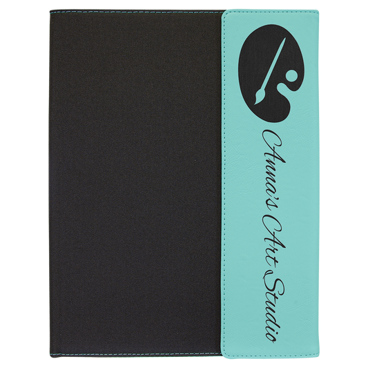 9 1/2"x12" laser engravable leatherette portfolio notepad professional gift