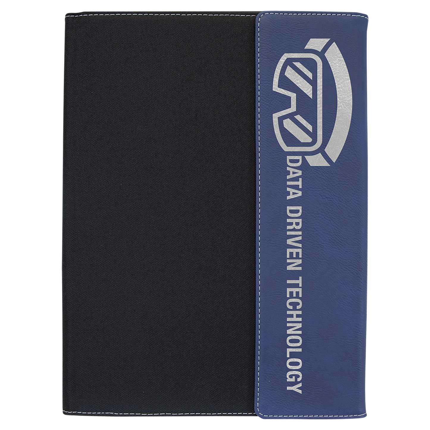 9 1/2"x12" Blue/Silver Laserable Leatherette / Black Canvas Portfolio w/Notepad