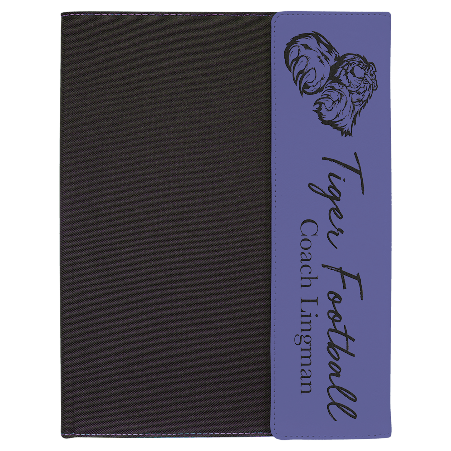 9 1/2" x 12" Purple Laserable Leatherette / Black Canvas Portfolio with Note Pad