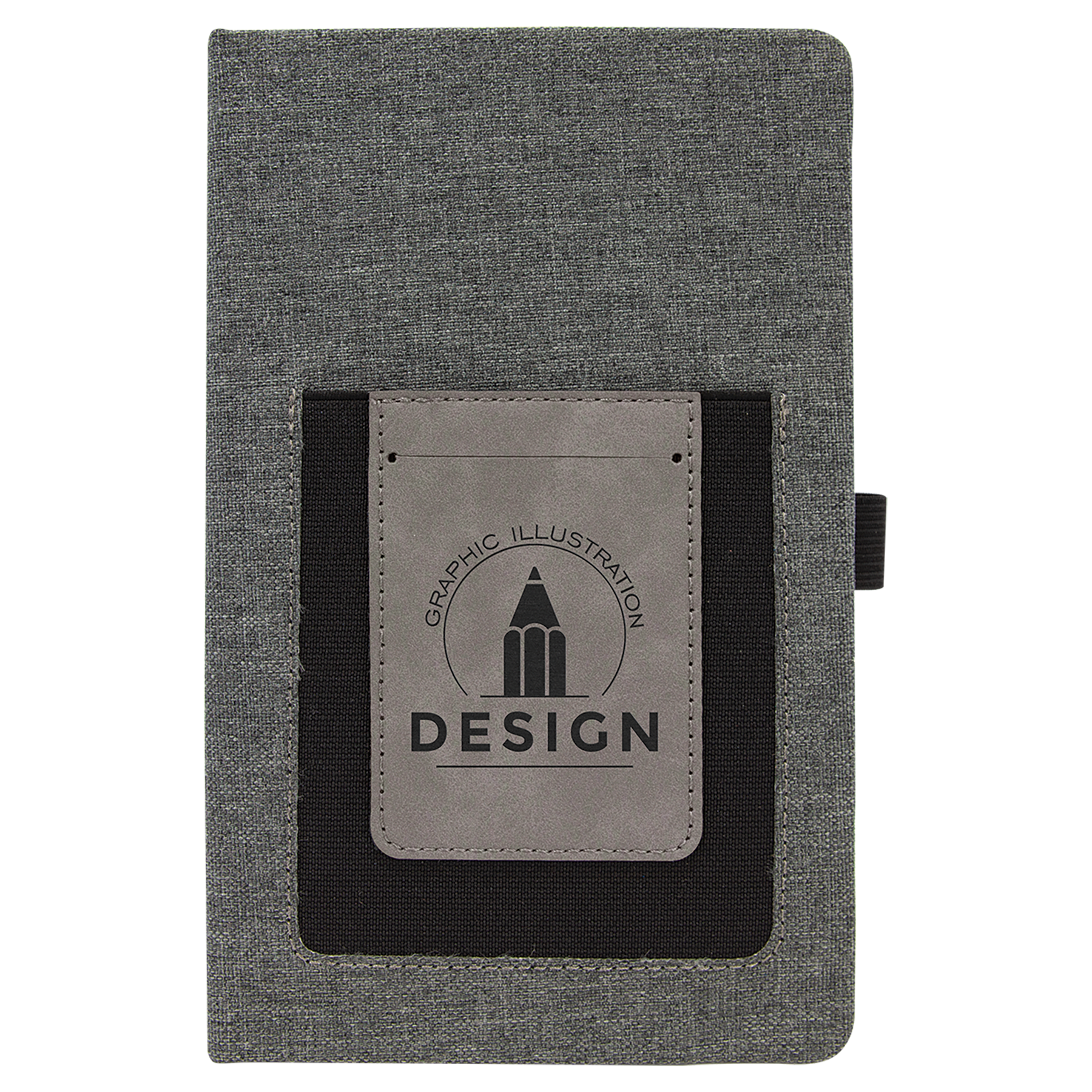 5 1/4" x 8 1/4" Gray w/Gray Laserable Leatherette Journal with Cell/Card Slot