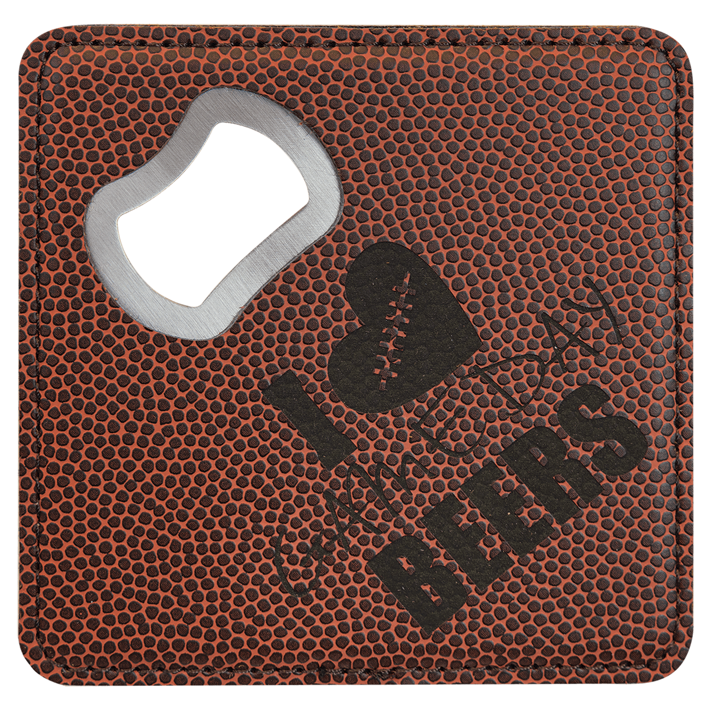 Football 3 4" x 4" Square Laserable Leatherette 6-Coaster Set