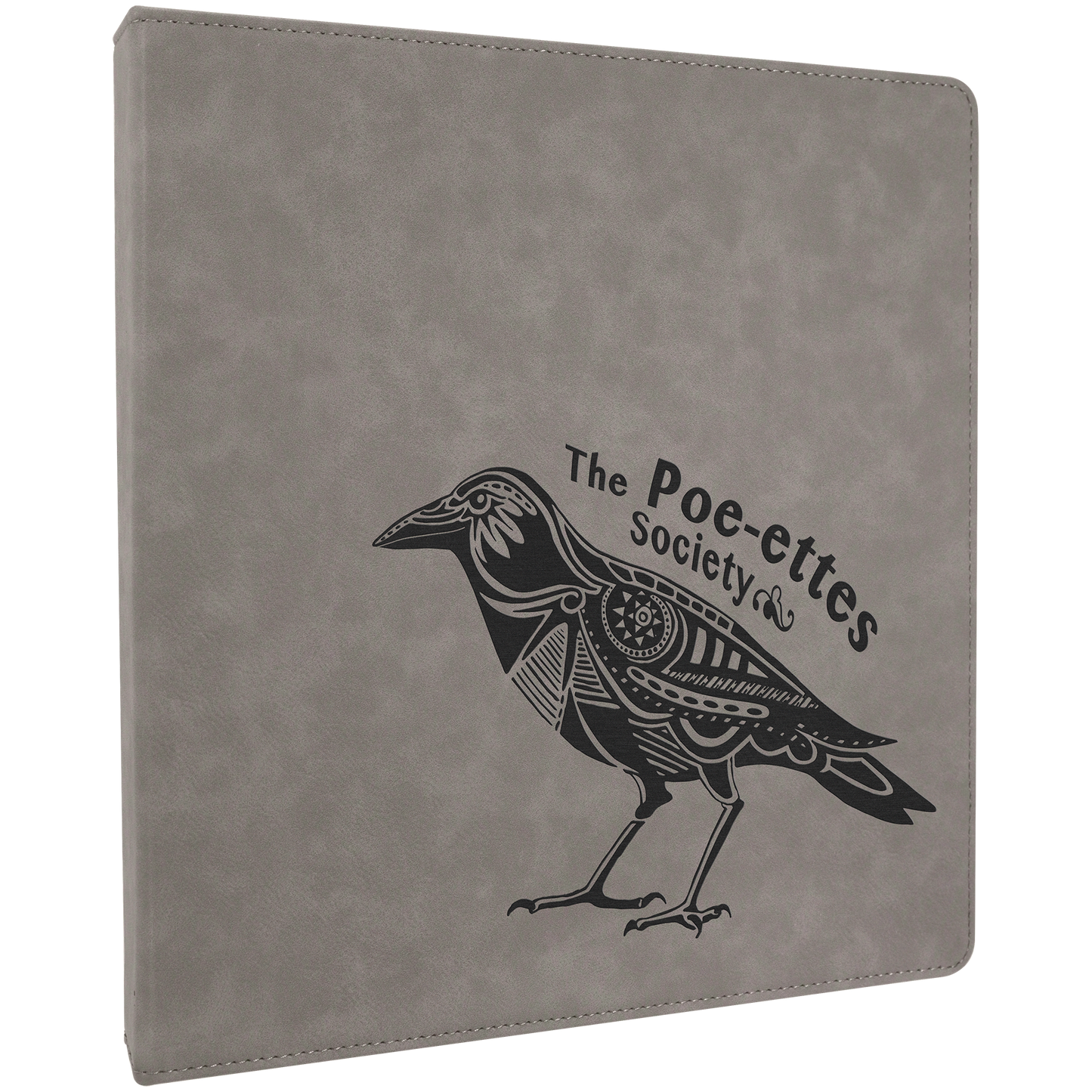 10 1/2" x 11 1/2" Gray Laserable Leatherette 3 Ring Binder with 1" Slant D Rings