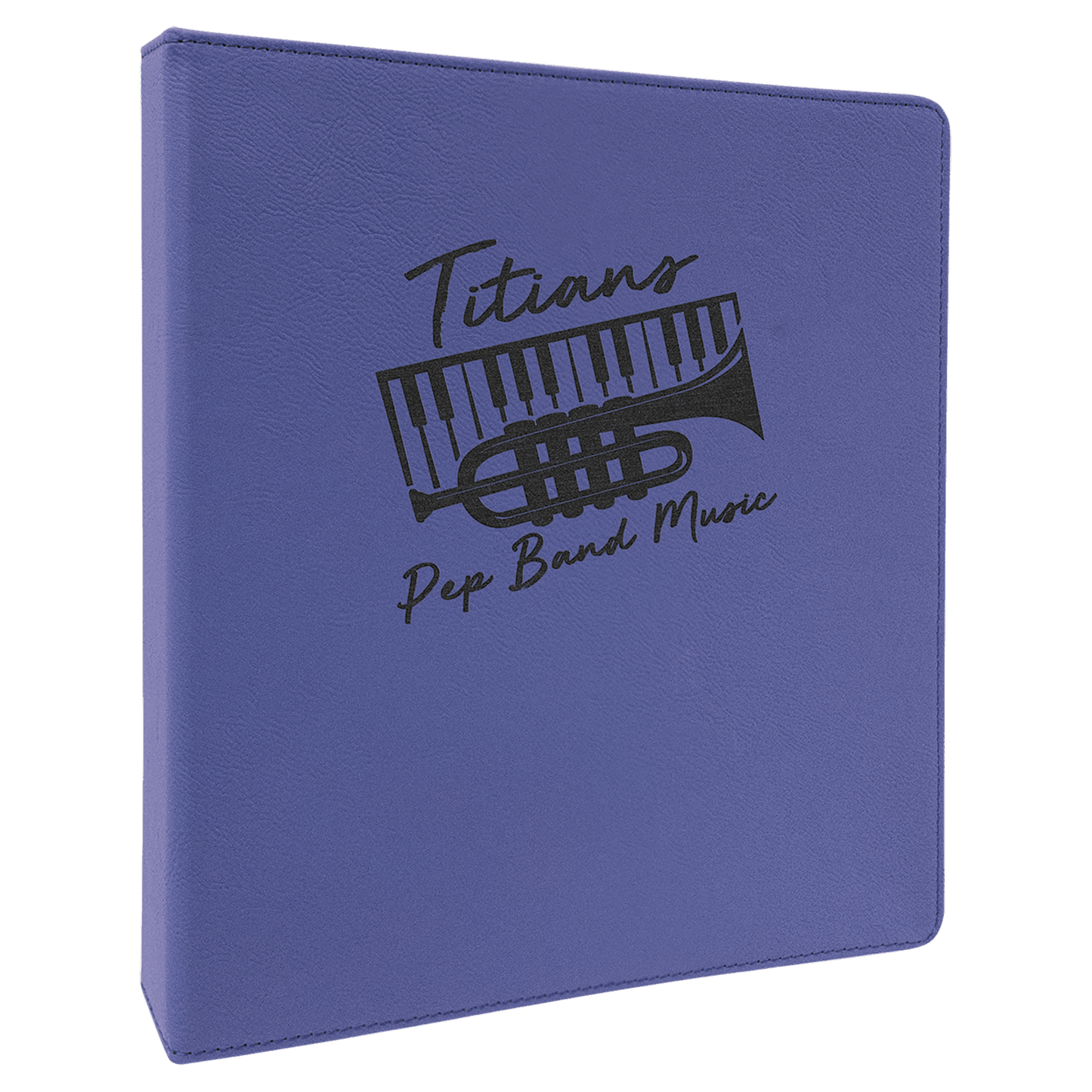 10 1/2" x 11 1/2" Purple/Black Laserable Leatherette 3 Ring Binder with 1" Slant D Rings