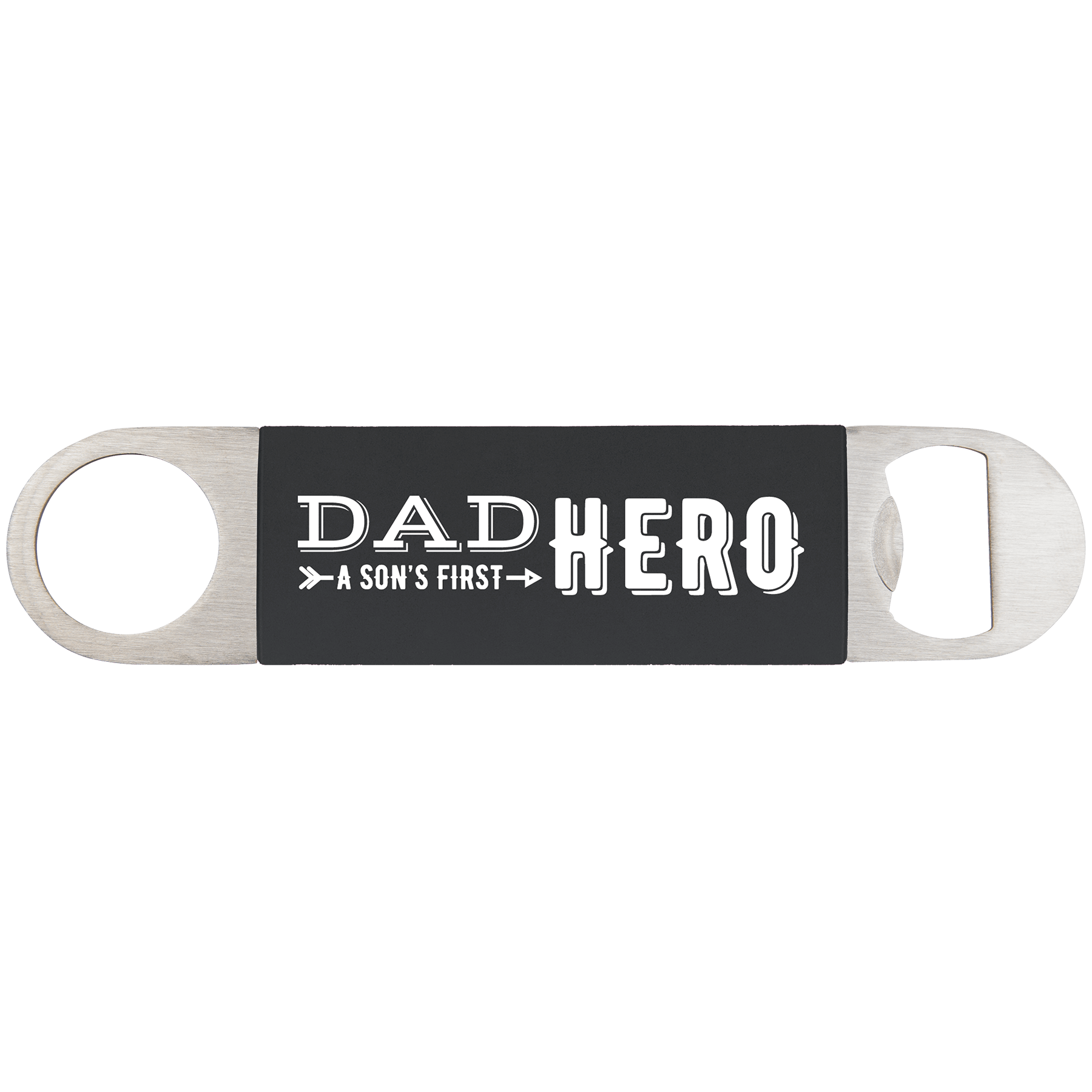 1 1/2" x 7" Black/White Bottle Opener with Silicone Grip