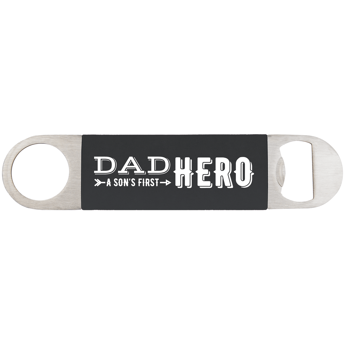 Black White 1 1/2" x 7" Bottle Opener with Silicone Grip