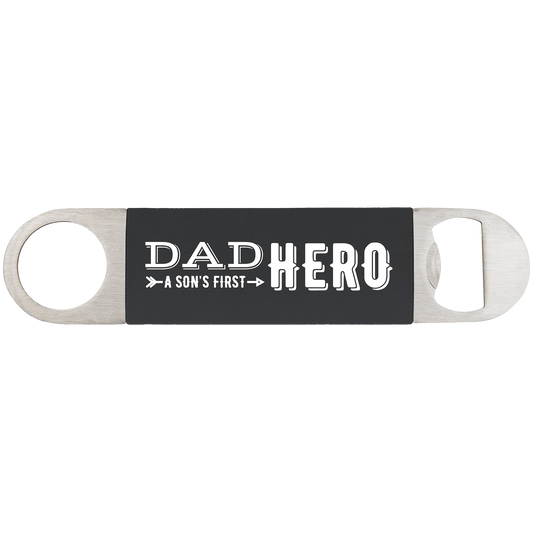 Personalized 7 inch stainless steel bottle opener with silicone grip and custom engraved name or logo