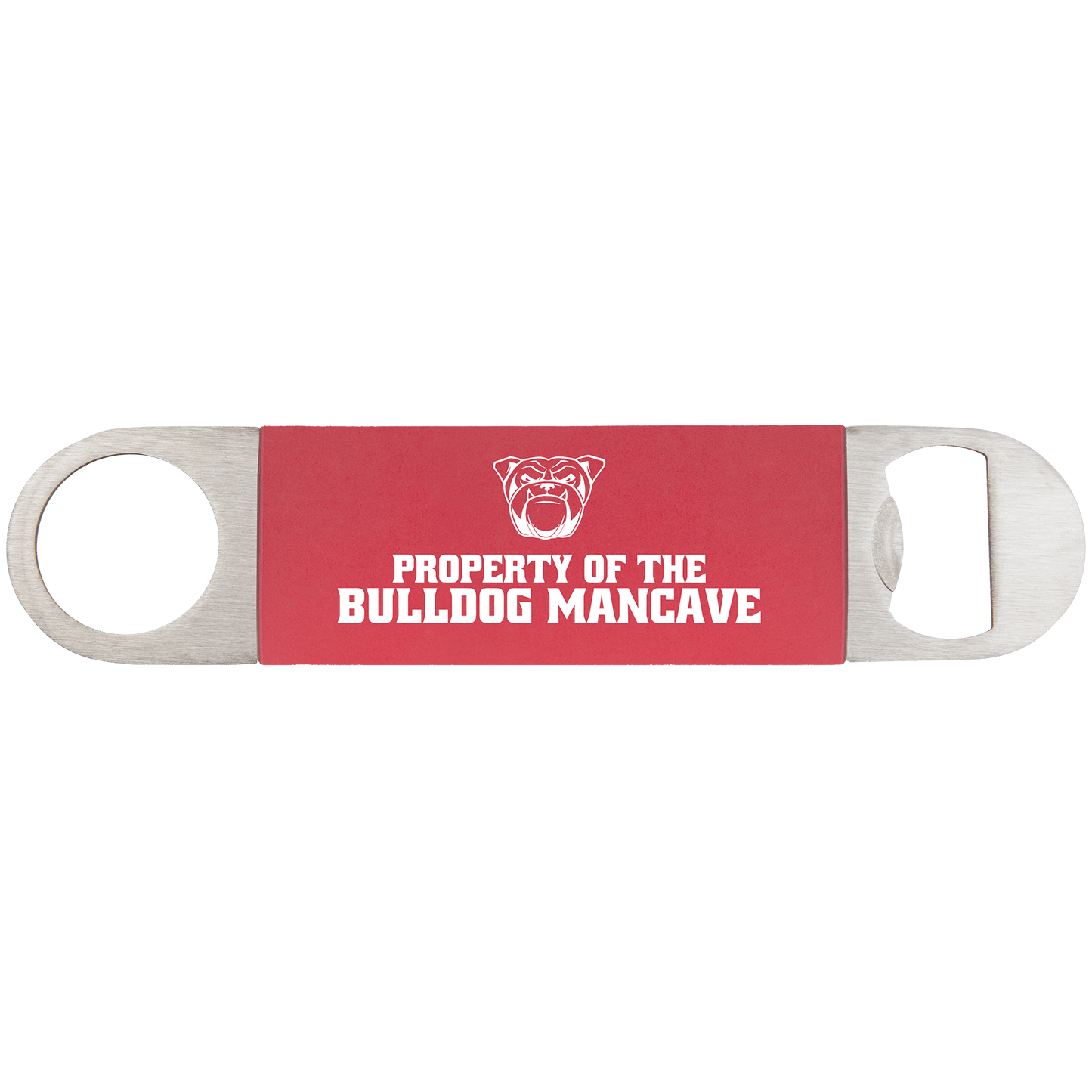 1 1/2" x 7" Red/White Bottle Opener with Silicone Grip