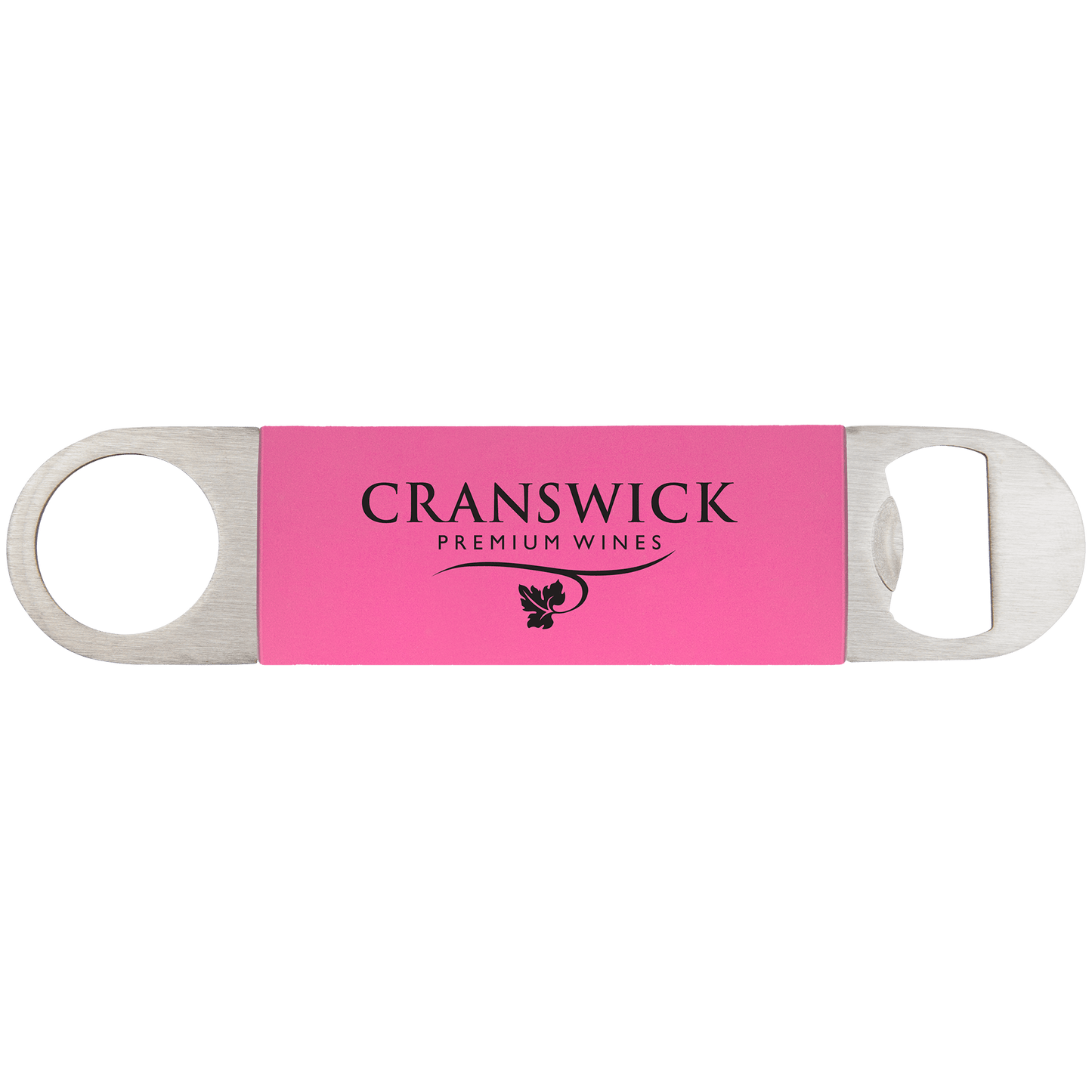 1 1/2" x 7" Pink/Black Bottle Opener with Silicone Grip