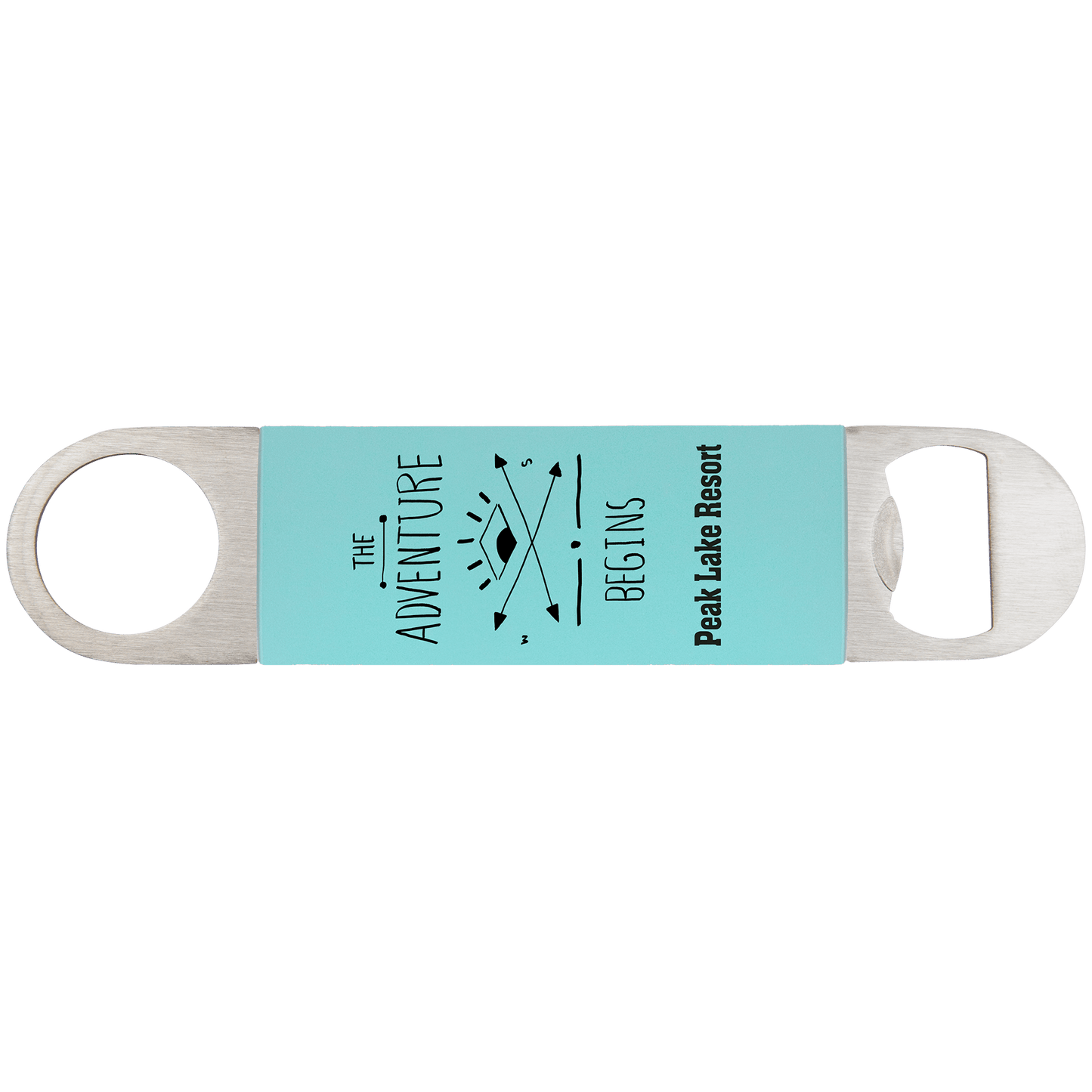 1 1/2" x 7" Teal/Black Bottle Opener with Silicone Grip