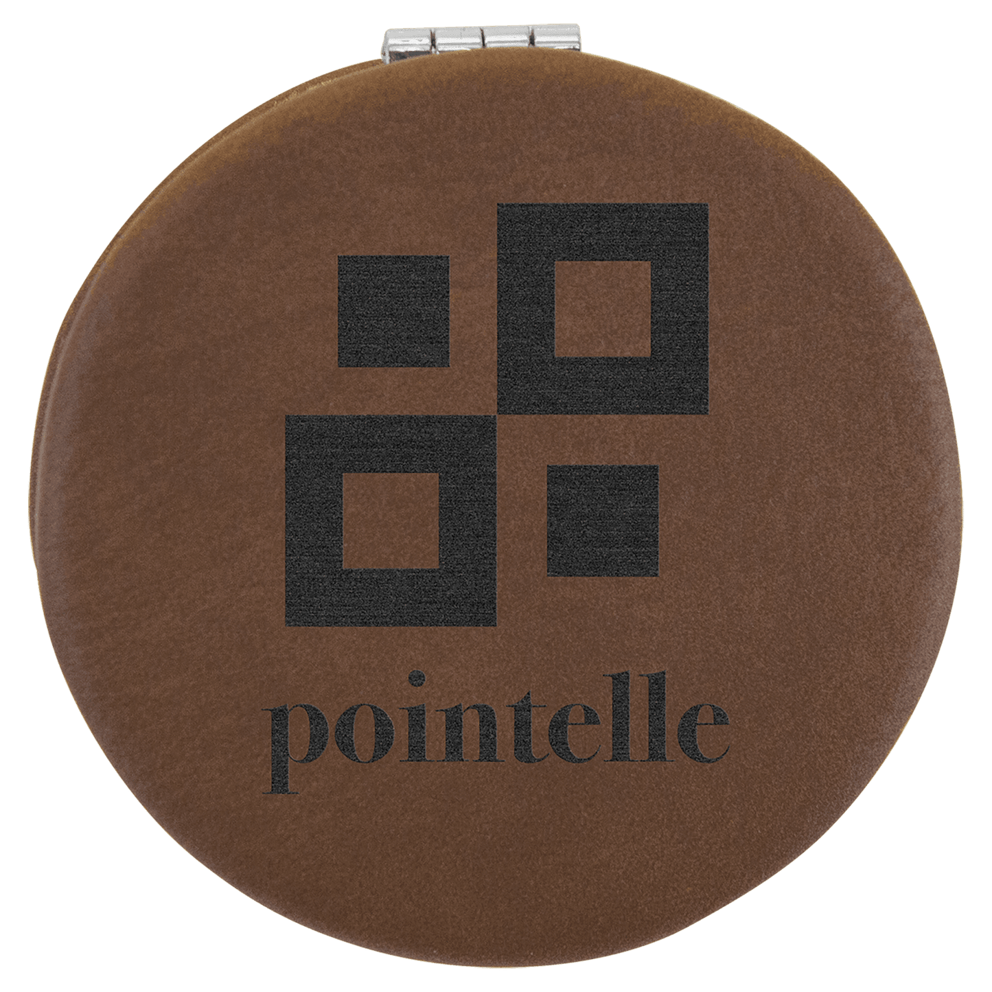 Dark Brown 2 1/2" laser engravable leatherette compact mirror personalized gift