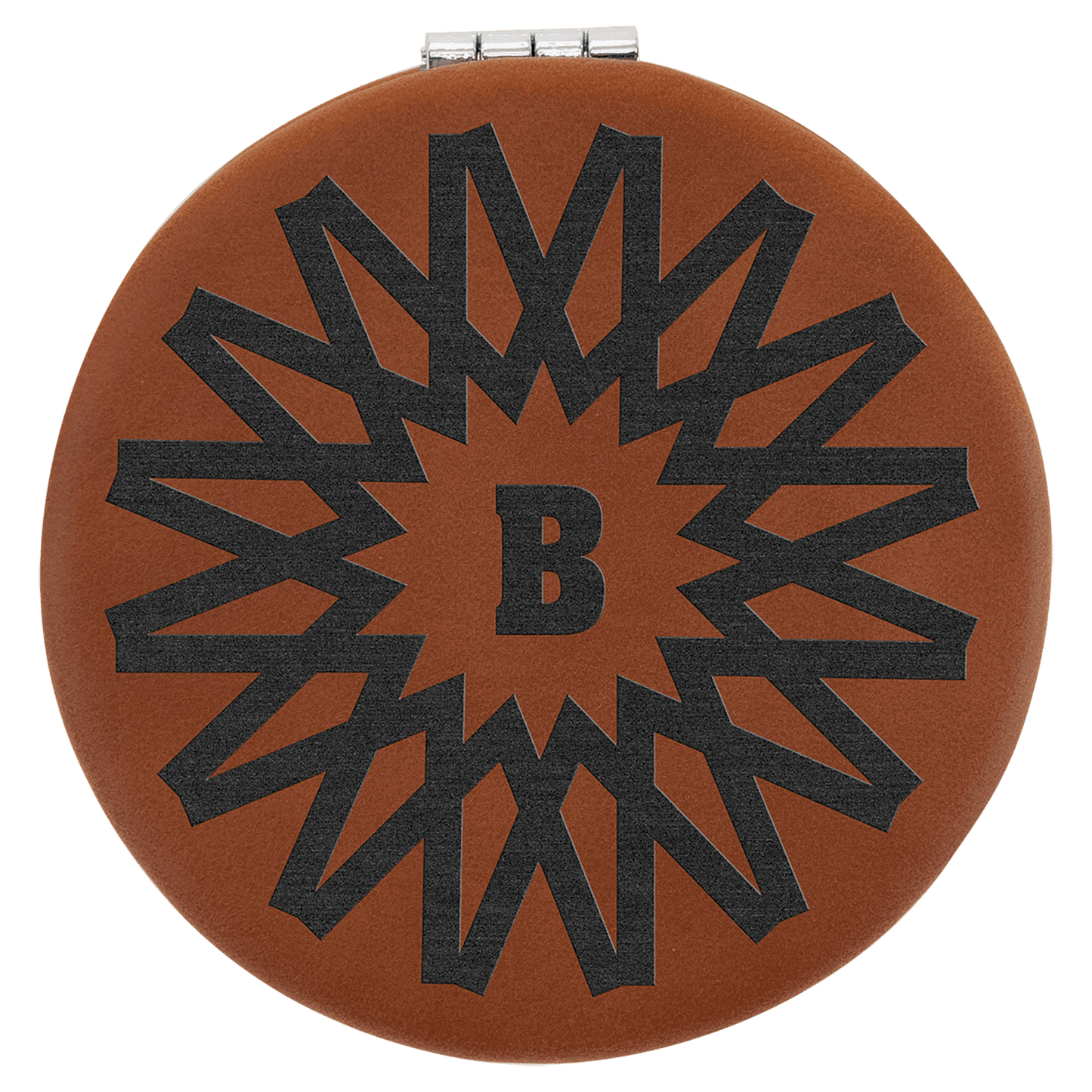 Rawhide 2 1/2" laser engravable leatherette compact mirror personalized gift