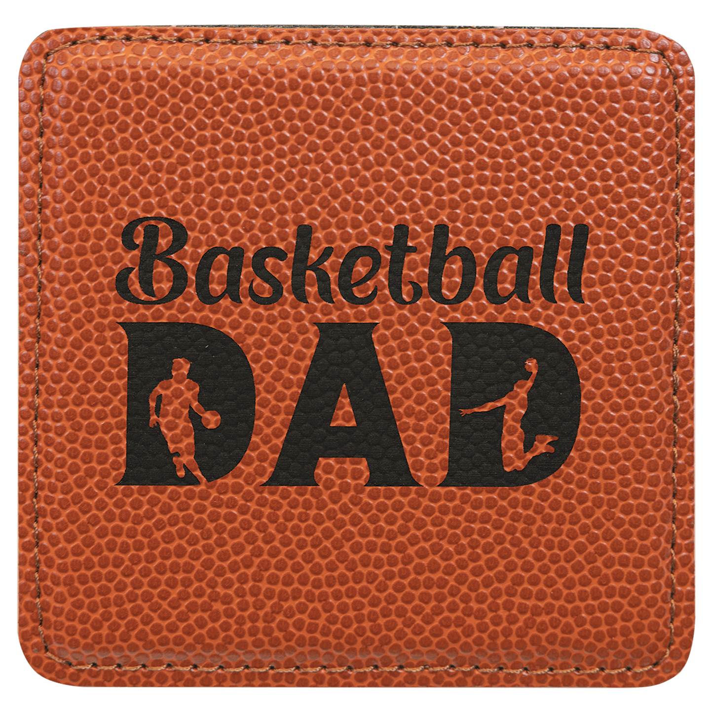 Basketball 2 4" x 4" Square Laserable Leatherette 6-Coaster Set