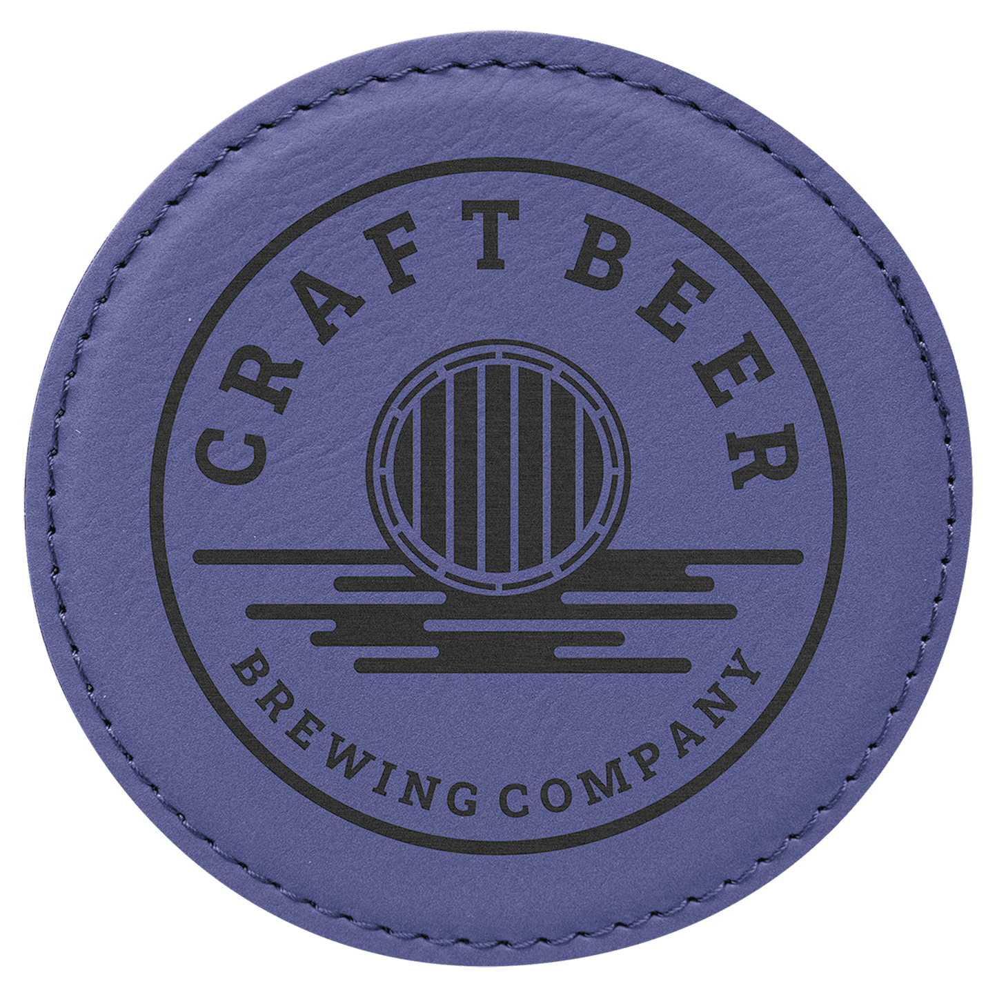 Personalized 4 inch round leatherette coaster with custom engraved name or monogram