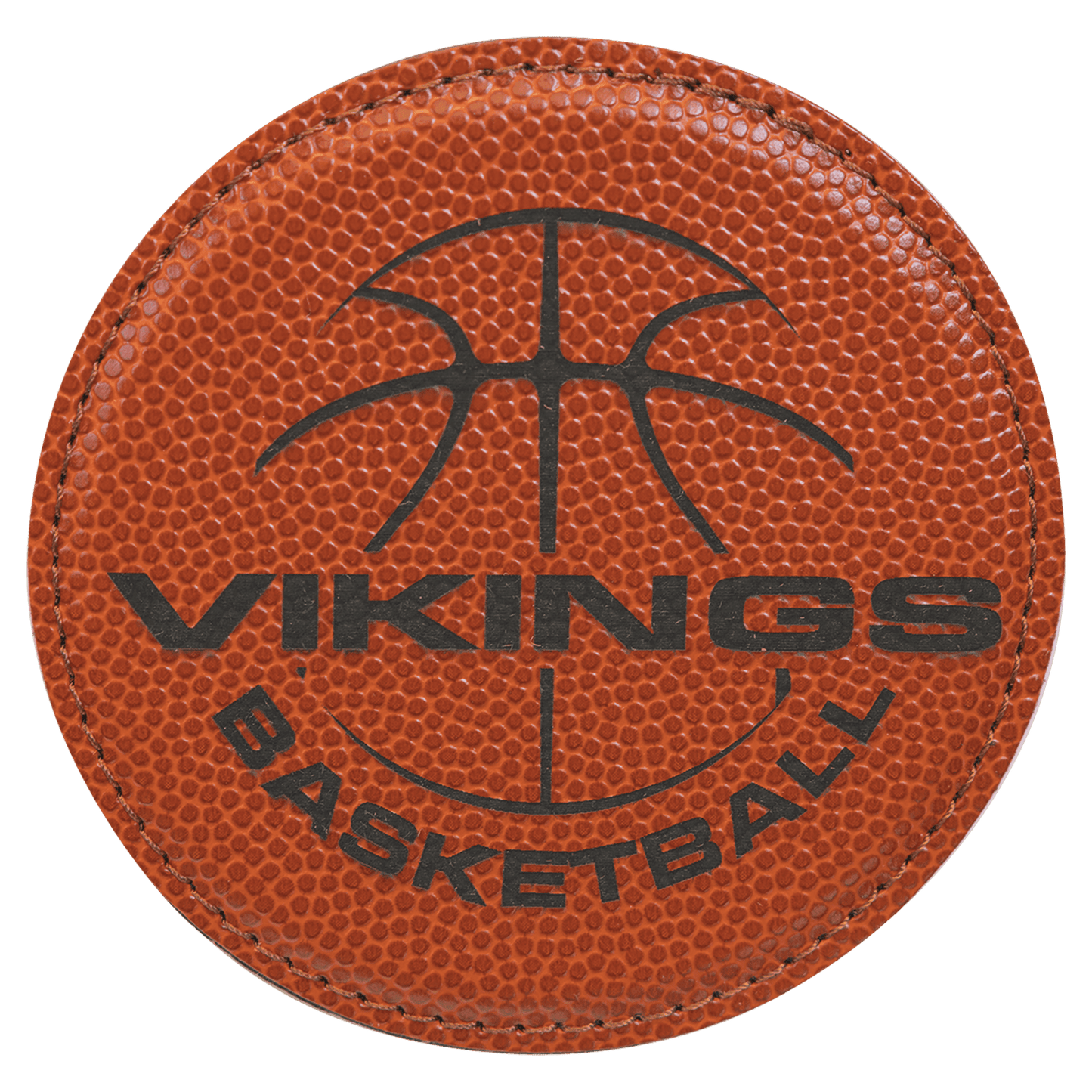 Personalized 4 inch round leatherette coaster with custom engraved name or monogram