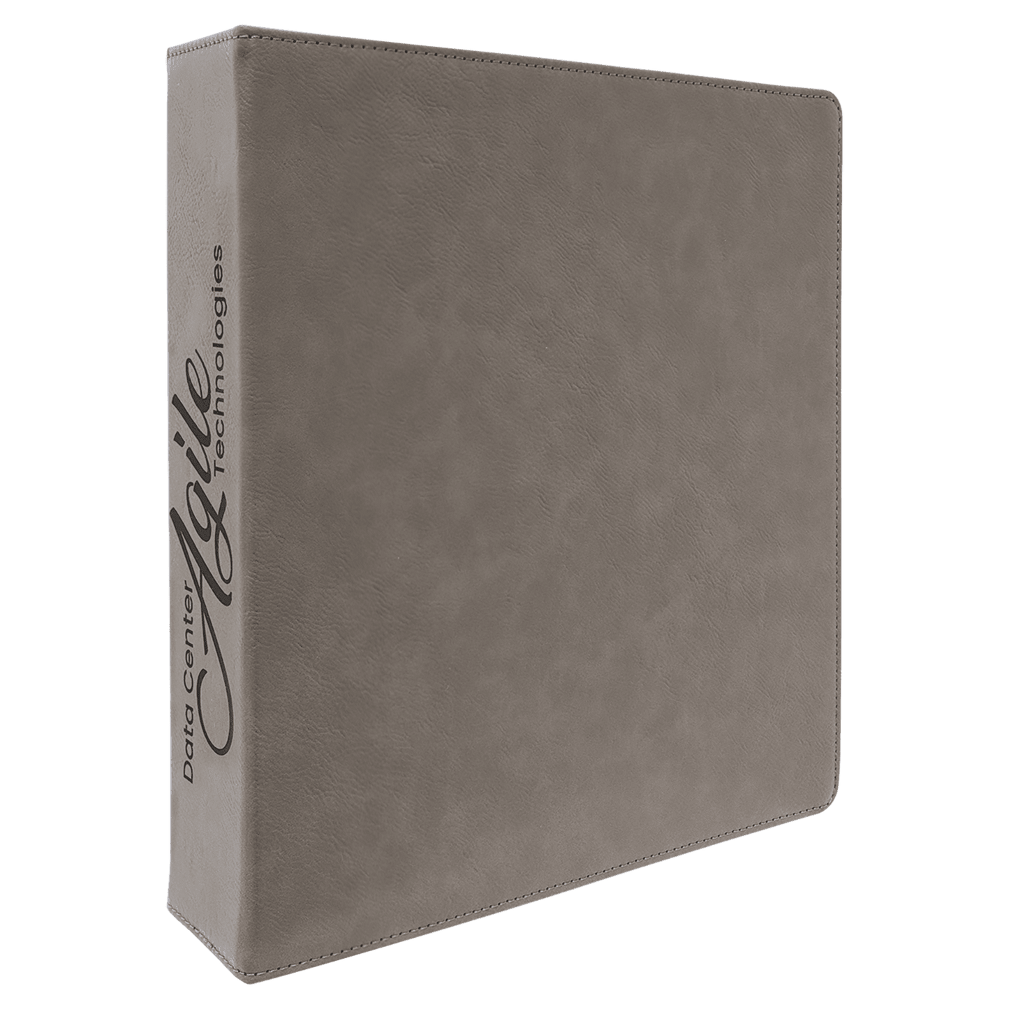 11" x 11 1/2" Gray Laserable Leatherette 3 Ring Binder with 2" Slant D Rings