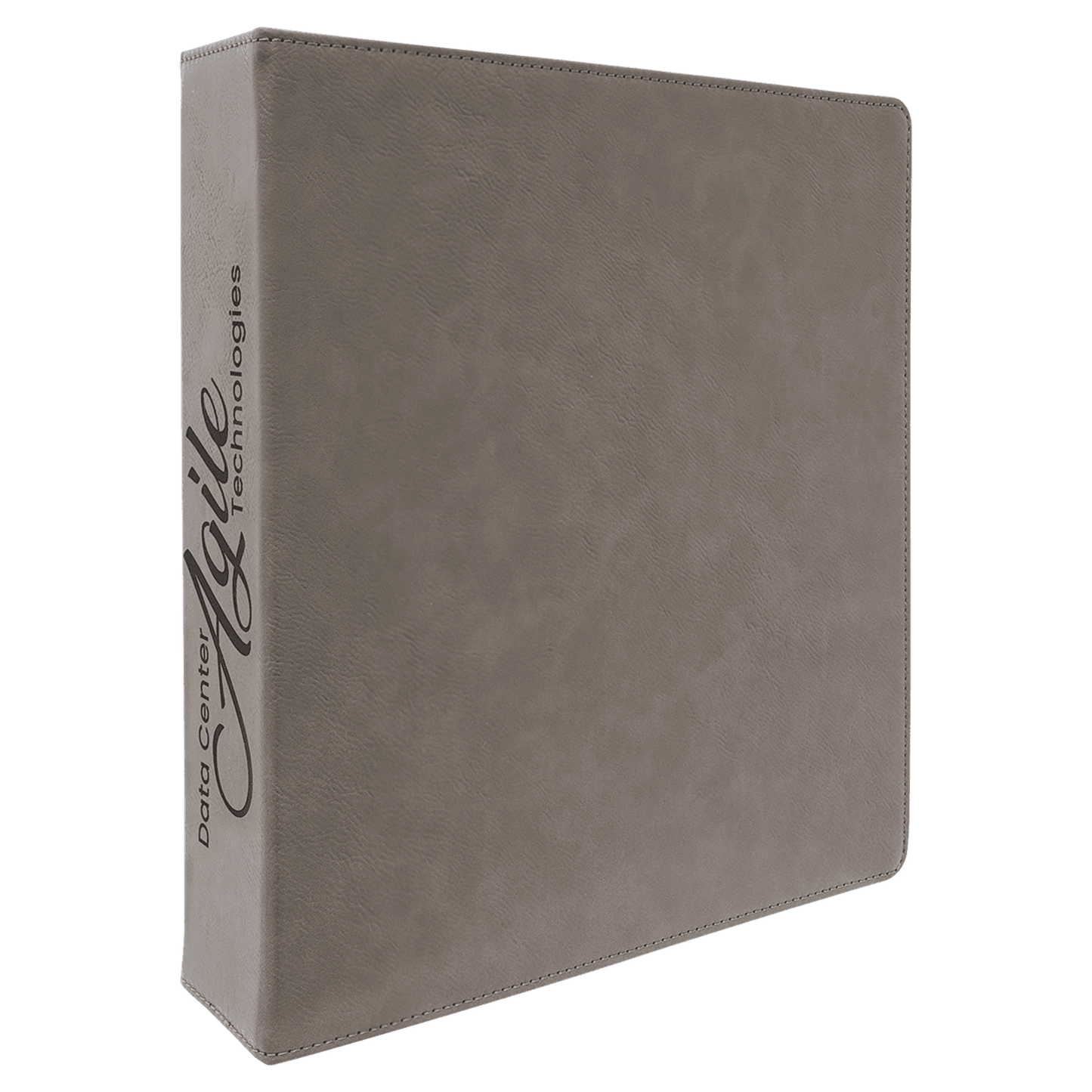 Gray laser engravable leatherette 3-ring binder personalized office gift