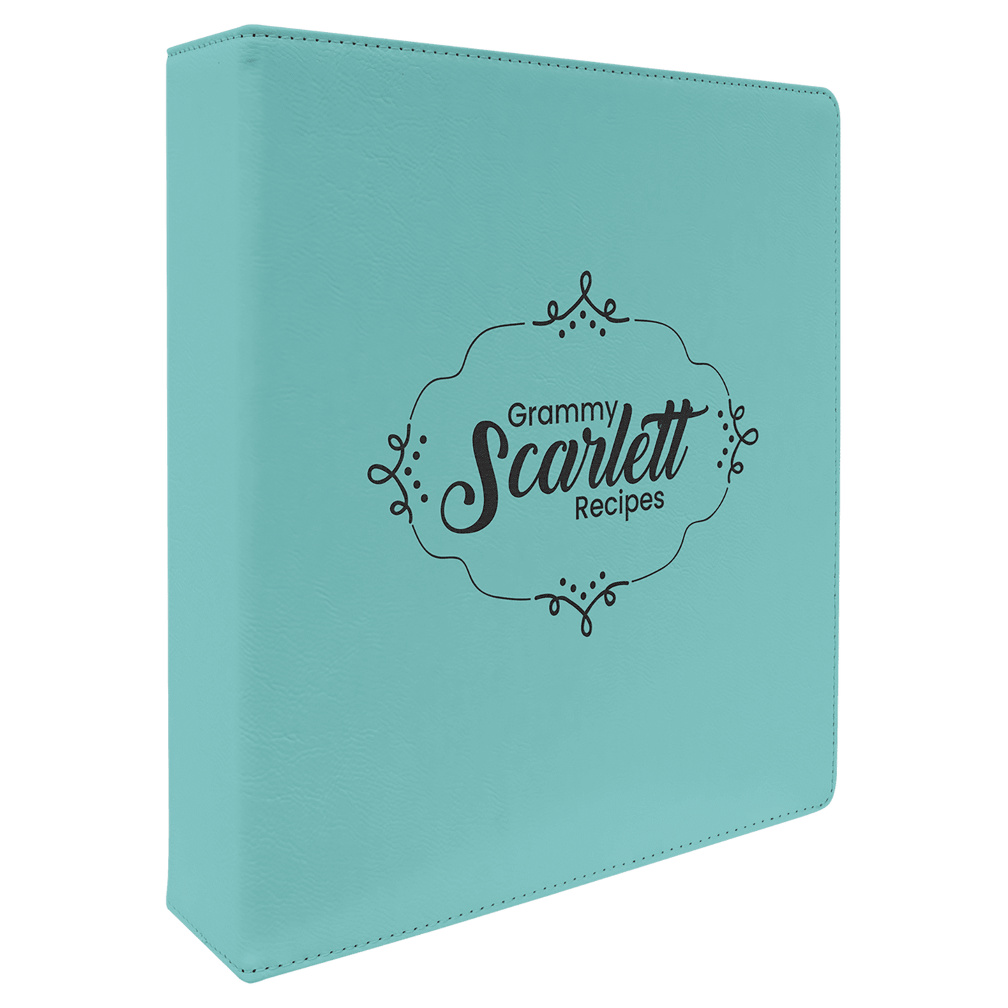 Teal laser engravable leatherette 3-ring binder personalized office gift