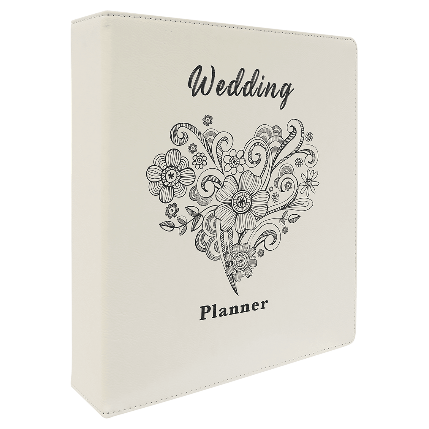 White/Black laser engravable leatherette 3-ring binder personalized office gift