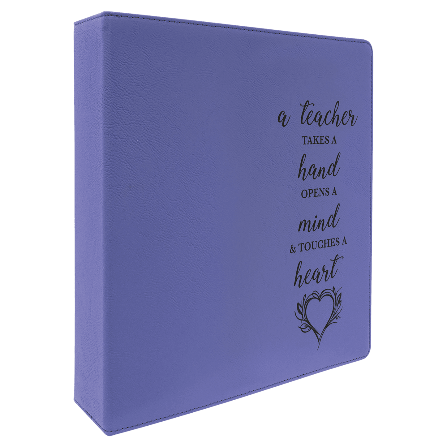 Purple/Black laser engravable leatherette 3-ring binder personalized office gift