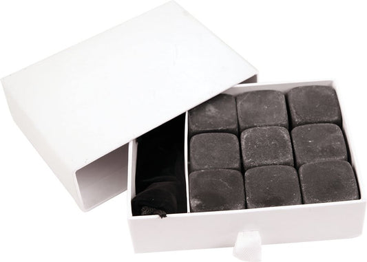Personalized 9-piece natural basalt whiskey stone set with storage pouch, great gift for whiskey lovers