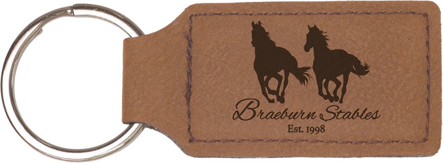 Dark Brown laser engravable leatherette rectangle keychain personalized gift