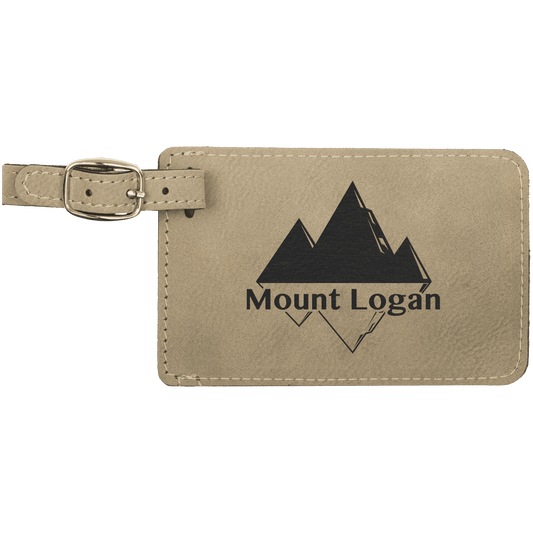Light Brown 4 1/4" x 2 3/4" laser engravable leatherette luggage tag personalized gift