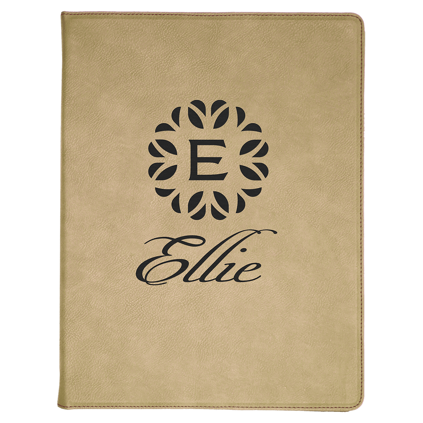 Light Brown 9 1/2" x 12" laser engravable leatherette portfolio notepad professional gift