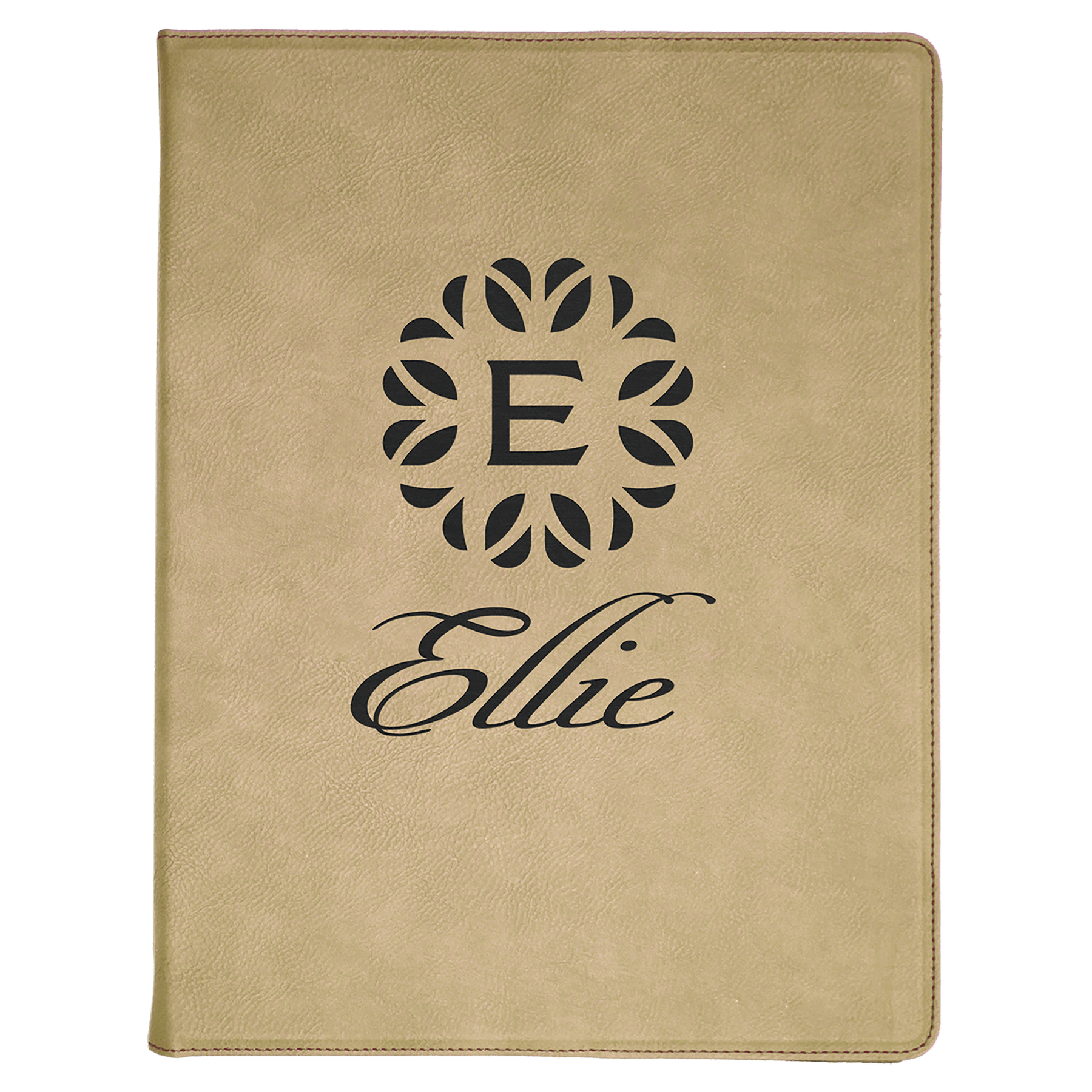 Light Brown 9 1/2" x 12" laser engravable leatherette portfolio notepad professional gift