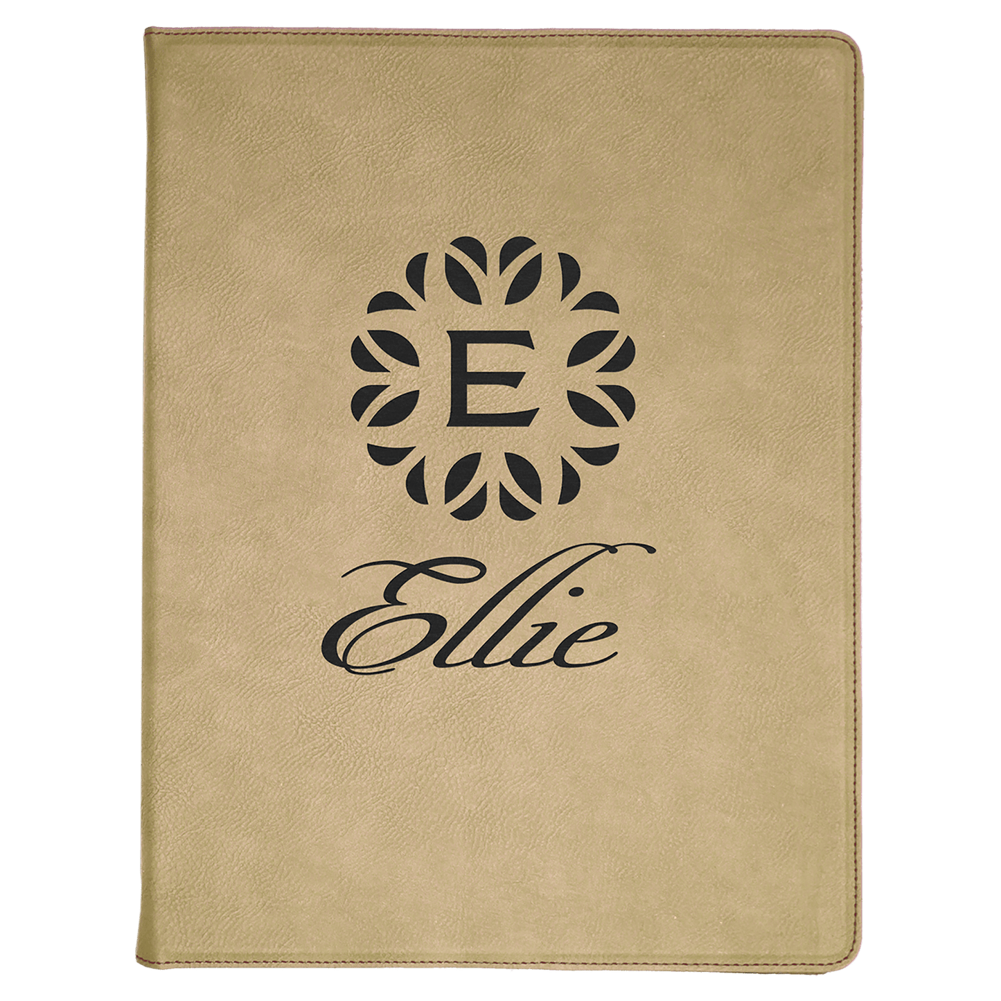 9 1/2" x 12" Light Brown Laserable Leatherette Portfolio with Notepad