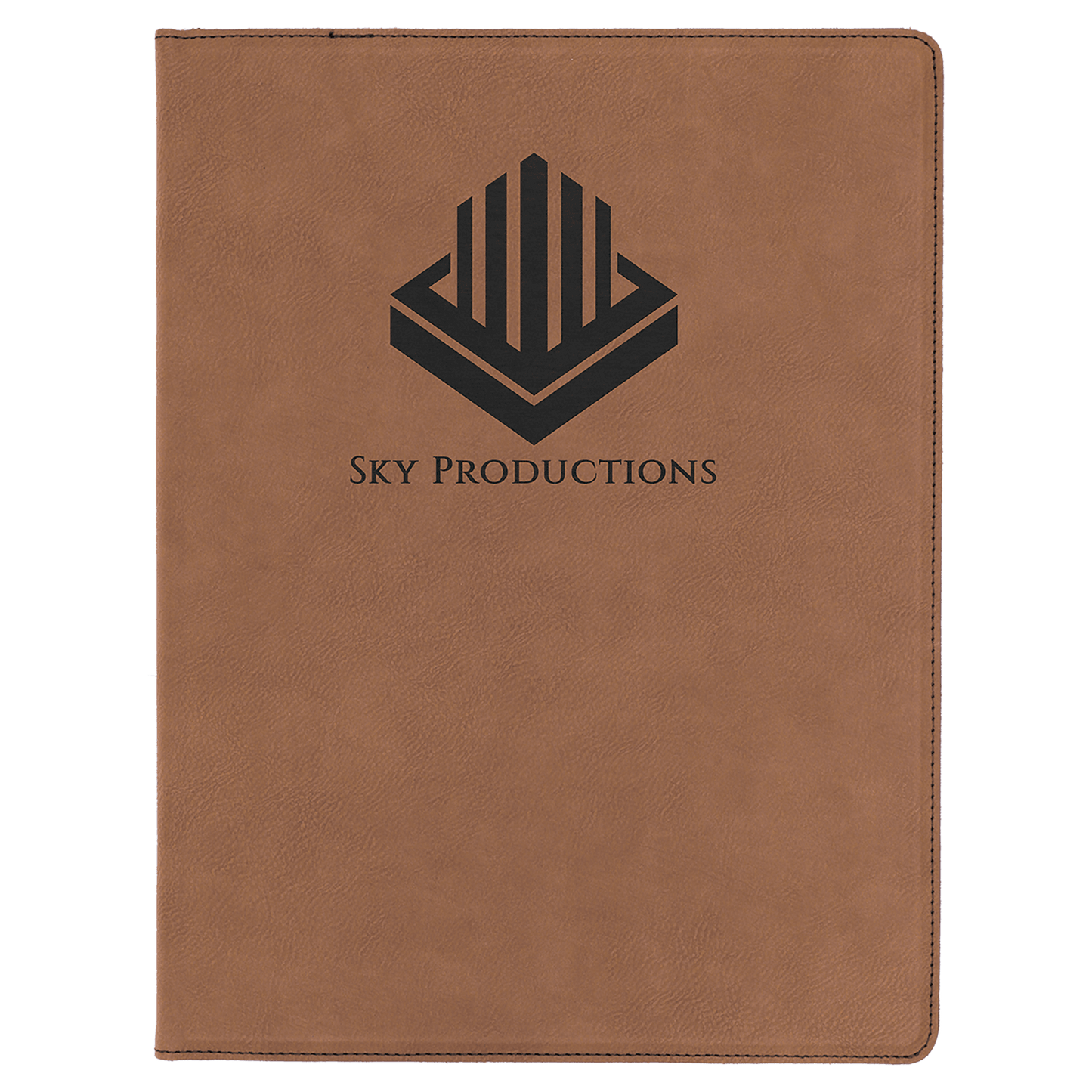 Dark Brown 9 1/2" x 12" laser engravable leatherette portfolio notepad professional gift