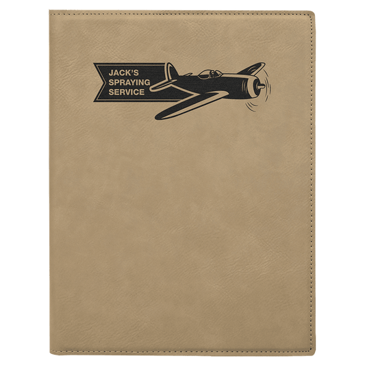 Light Brown 7" x 9" laser engravable leatherette portfolio notepad professional gift