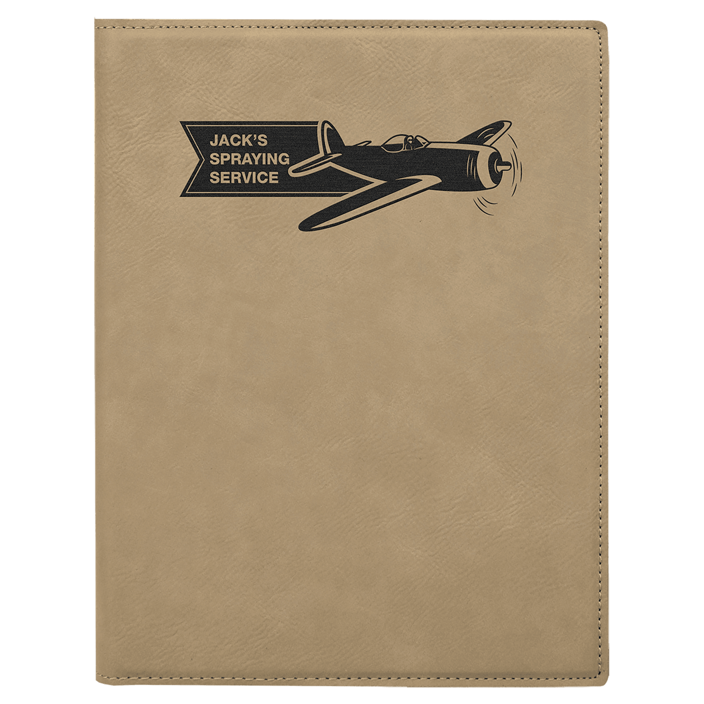 7" x 9" Light Brown Laserable Leatherette Small Portfolio with Notepad